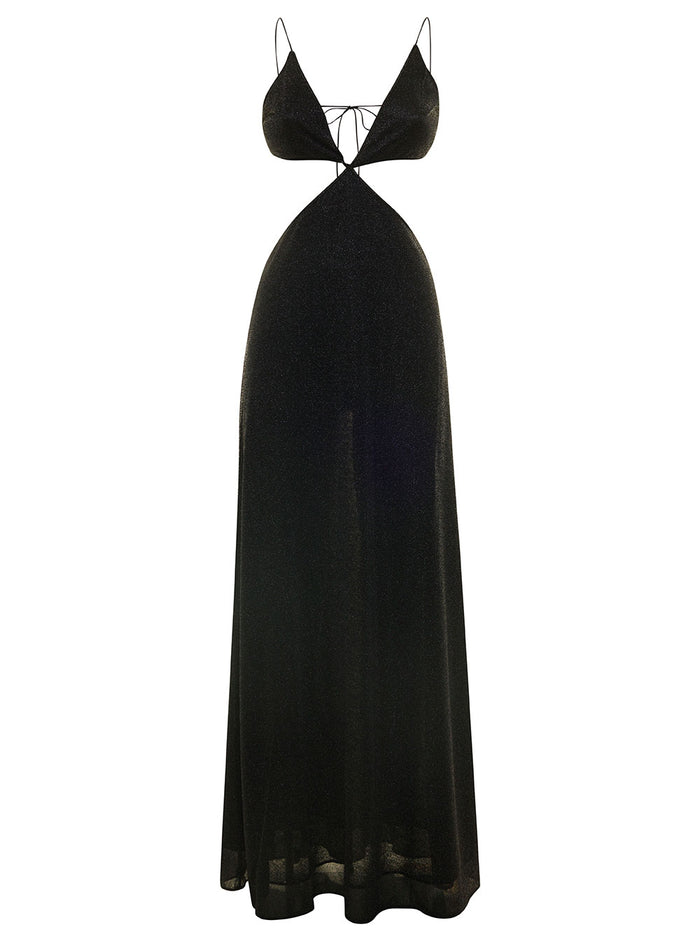 Lumiere Black Cut-Out Dress Polyamide Woman Metallic