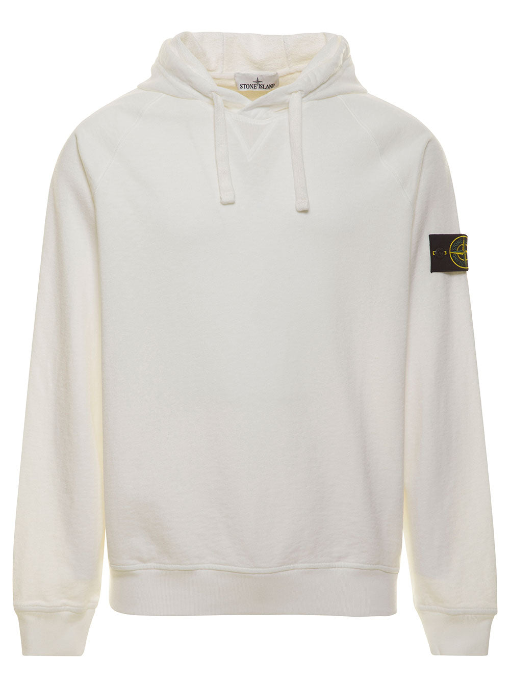 White Hoddie With Logo Patch Cotton Man Sweatshirts
