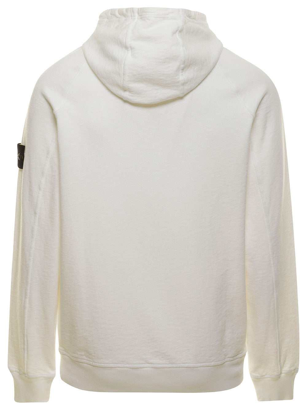 White Hoddie With Logo Patch Cotton Man Sweatshirts