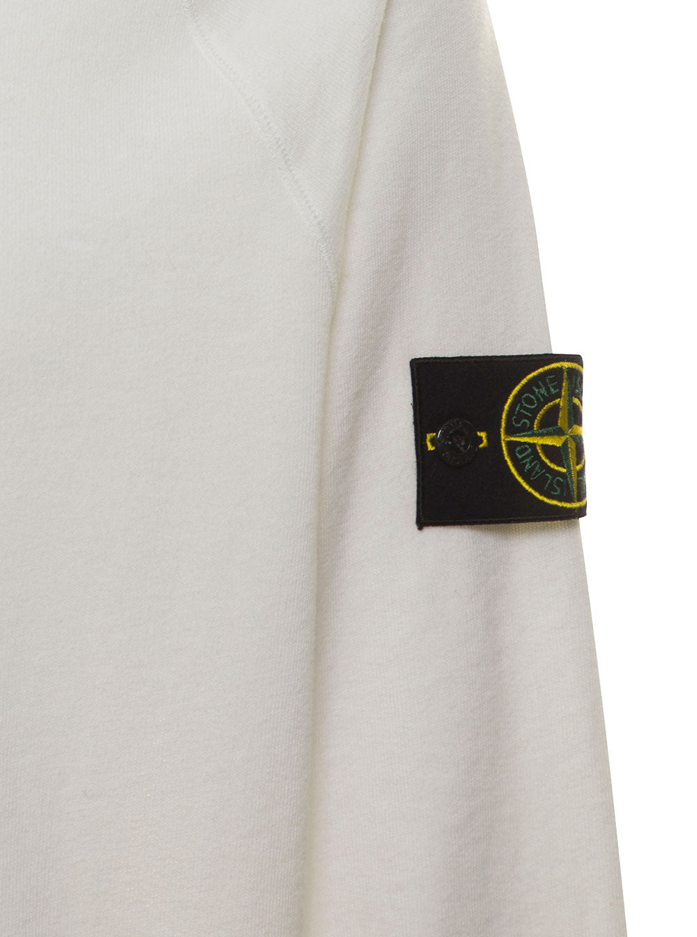 White Hoddie With Logo Patch Cotton Man Sweatshirts