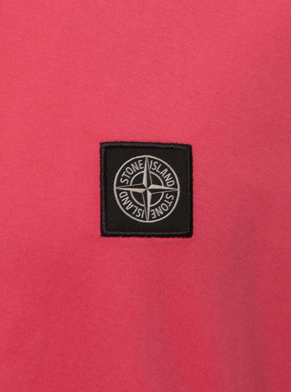 Fuchsia Crewneck T-Shirt With Patch Logo Cotton Man Fuxia Tshirts And Polo Shirts