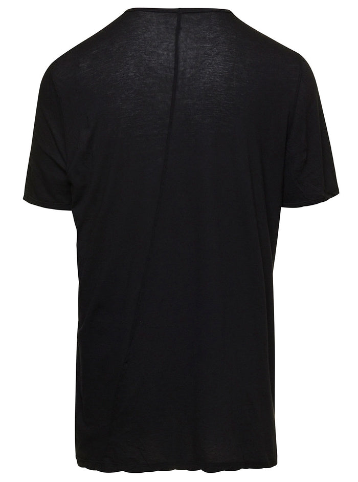 Black Crewneck T-Shirt With Front Graphic Print Cotton Man Tshirts And Polo Shirts
