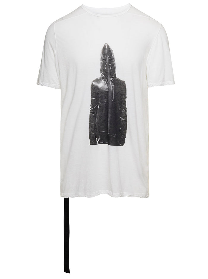 White Crewneck T-Shirt With Front Graphic Print Cotton Man Tshirts And Polo Shirts