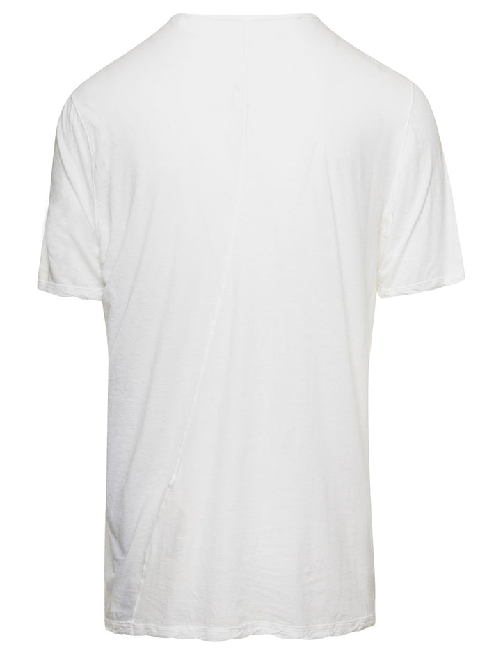 White Crewneck T-Shirt With Front Graphic Print Cotton Man Tshirts And Polo Shirts
