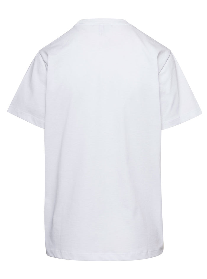 White Crewneck T-Shirt With Dolphin Print Cotton Woman Tshirts And Polo Shirts