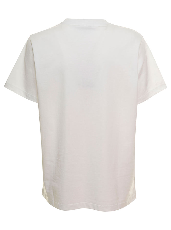 White Crewneck T-Shirt With Rainbow Print Cotton Woman Tshirts And Polo Shirts