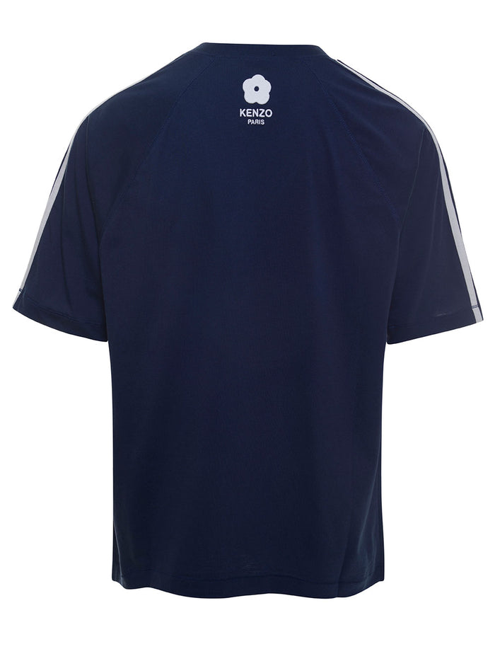 Blue Crewneck T-Shirt With Elephant And Logo Print Cotton Man Blu Tshirts Polo Shirts