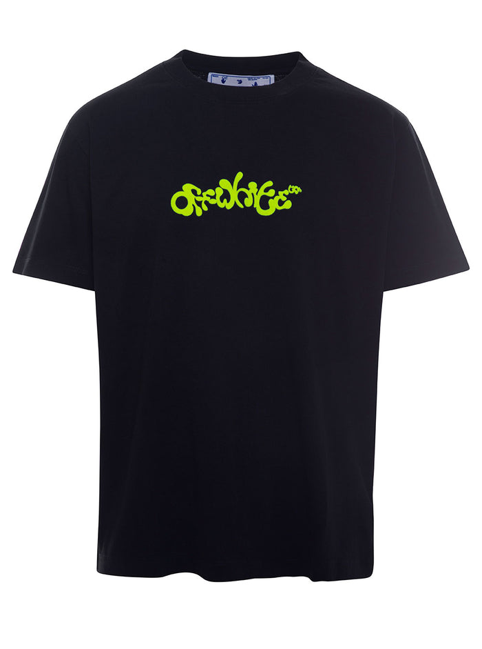 Black Crewneck T-Shirt With Front And Rear Opposite Print Cotton Man Tshirts Polo Shirts