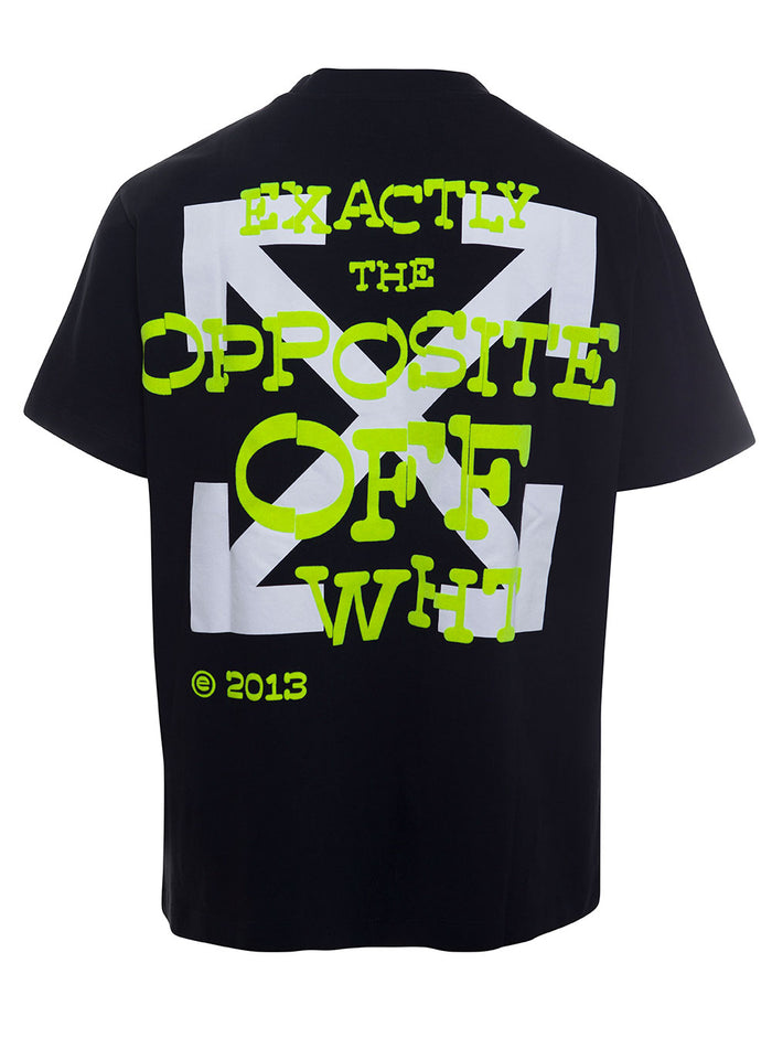 Black Crewneck T-Shirt With Front And Rear Opposite Print Cotton Man Tshirts Polo Shirts