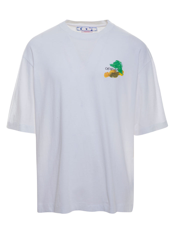 White Oversized T-Shirt With Logo And Signature Arrow Print Cotton Man Tshirts Polo Shirts