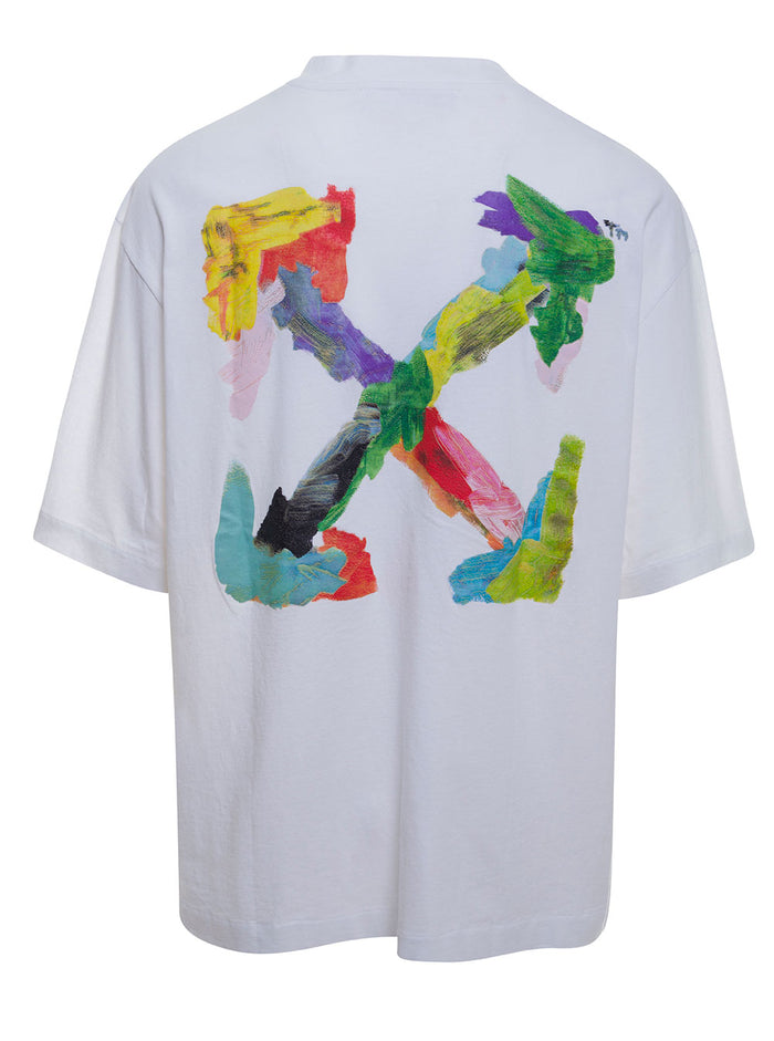 White Oversized T-Shirt With Logo And Signature Arrow Print Cotton Man Tshirts Polo Shirts