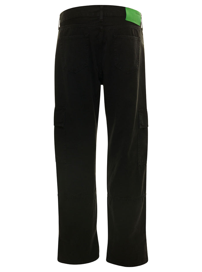 Black Cargo Pants With Adjustable Buckles Cotton Man Trousers