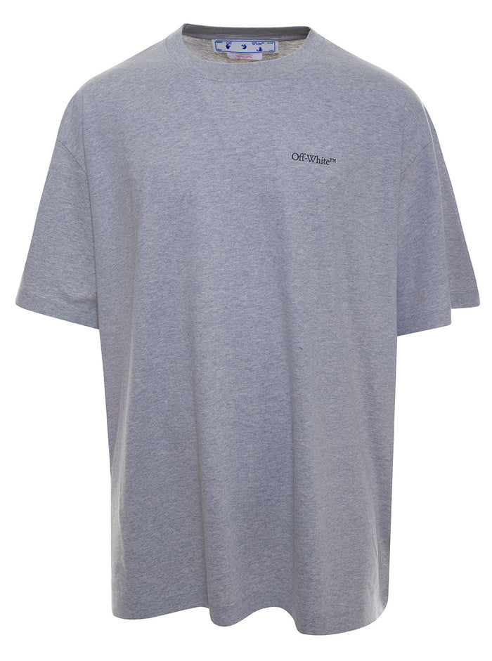 Grey Crewneck T-Shirt With Logo Print And Arrow Cotton Man Tshirts Polo Shirts