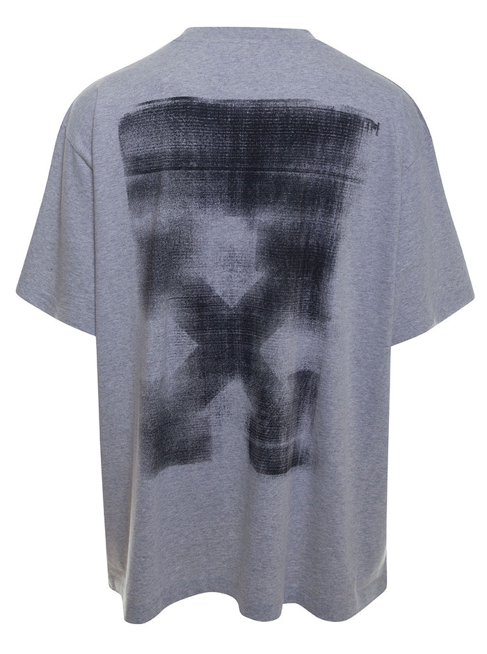 Grey Crewneck T-Shirt With Logo Print And Arrow Cotton Man Tshirts Polo Shirts