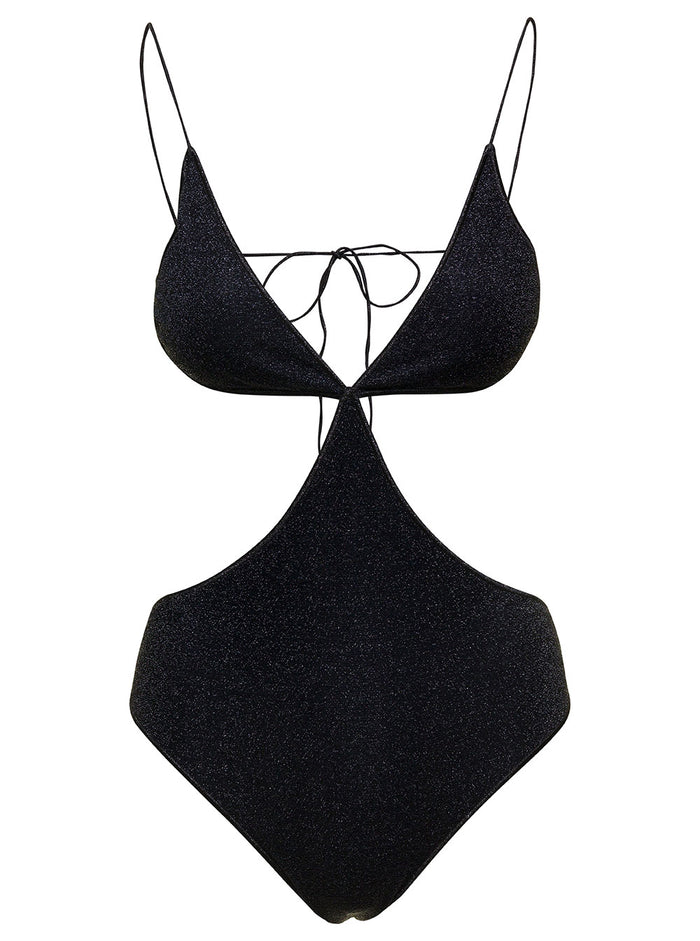 Black Swimsuit Lumiere With Cut-Out Design Polyamide Woman Metallic Beachwear
