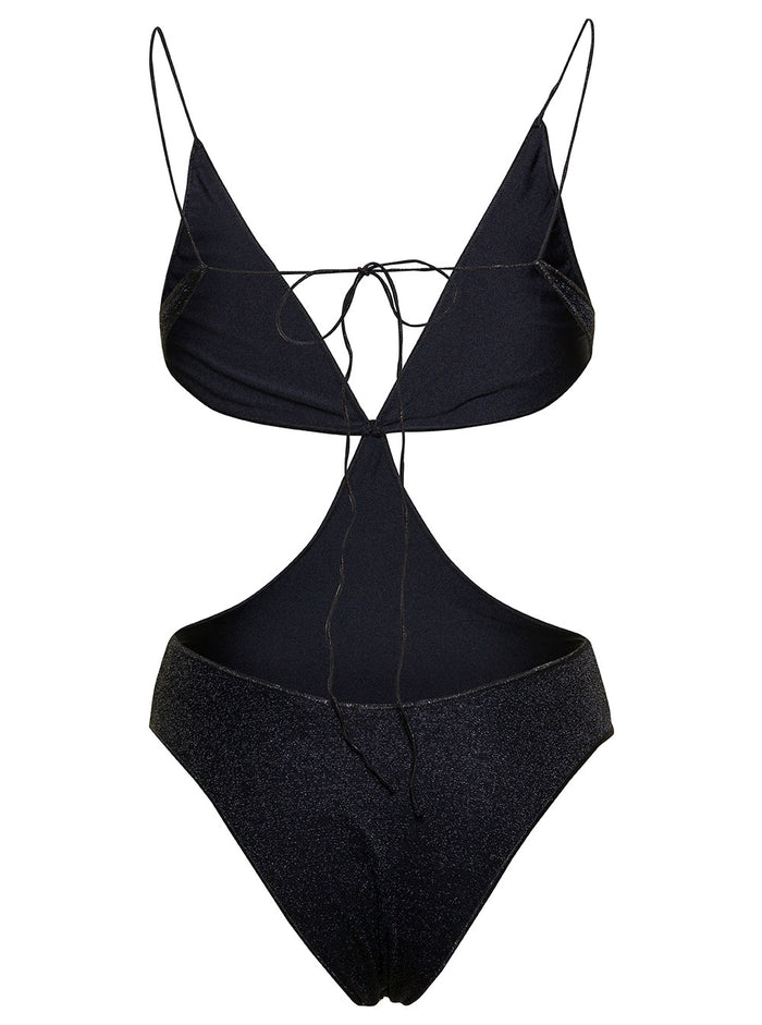 Black Swimsuit Lumiere With Cut-Out Design Polyamide Woman Metallic Beachwear