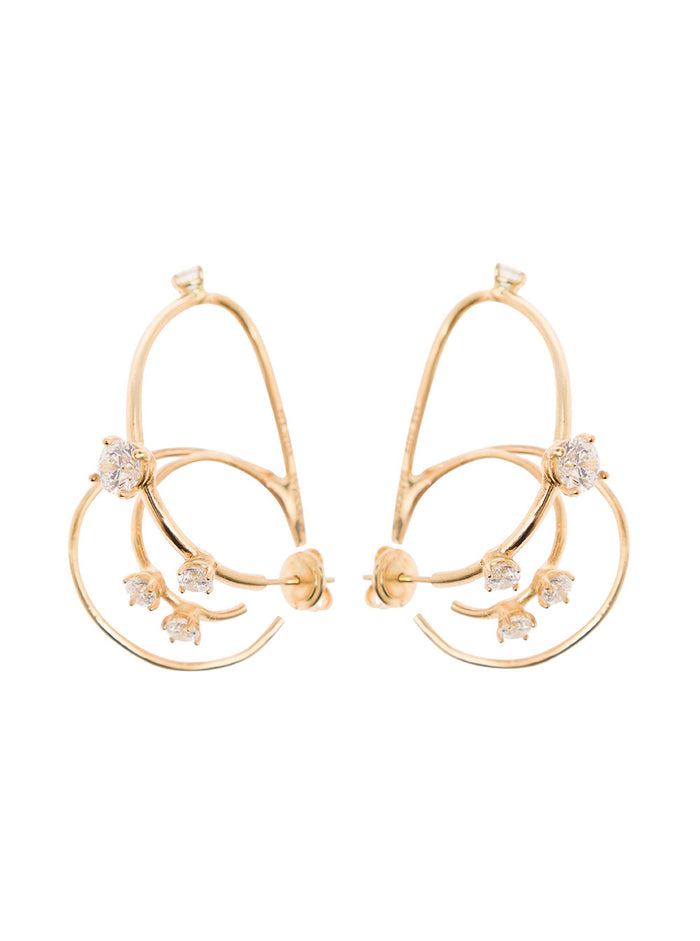 Constellation Gold-Colored Multi Hoops Earrings Sterling Silver Woman Metallic