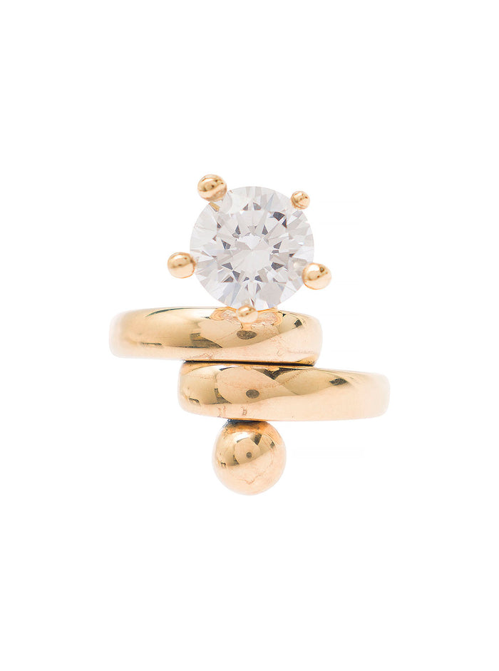 Lido Gold-.colored Ring With Crystal Embellishment Gold-Plated Brass Woman Metallic Rings
