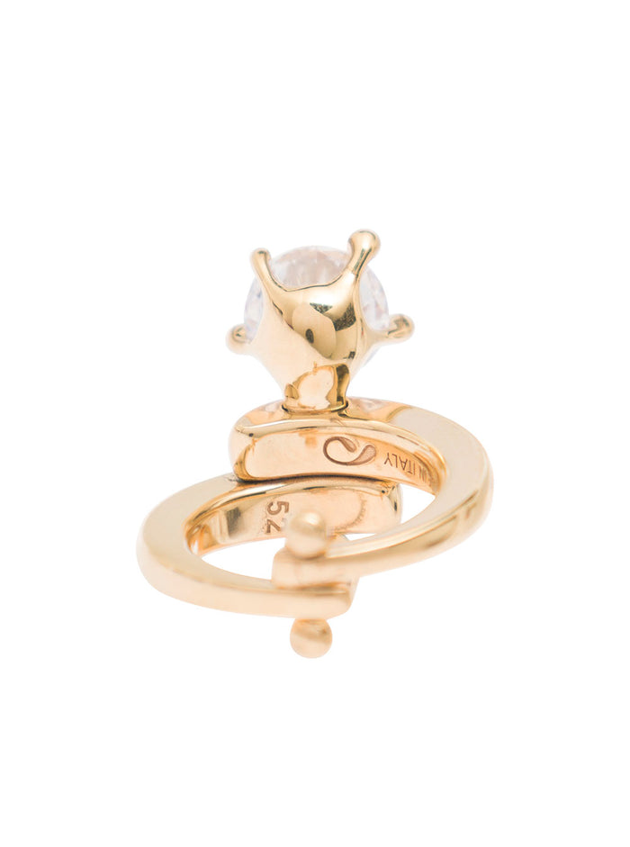 Lido Gold-.colored Ring With Crystal Embellishment Gold-Plated Brass Woman Metallic Rings