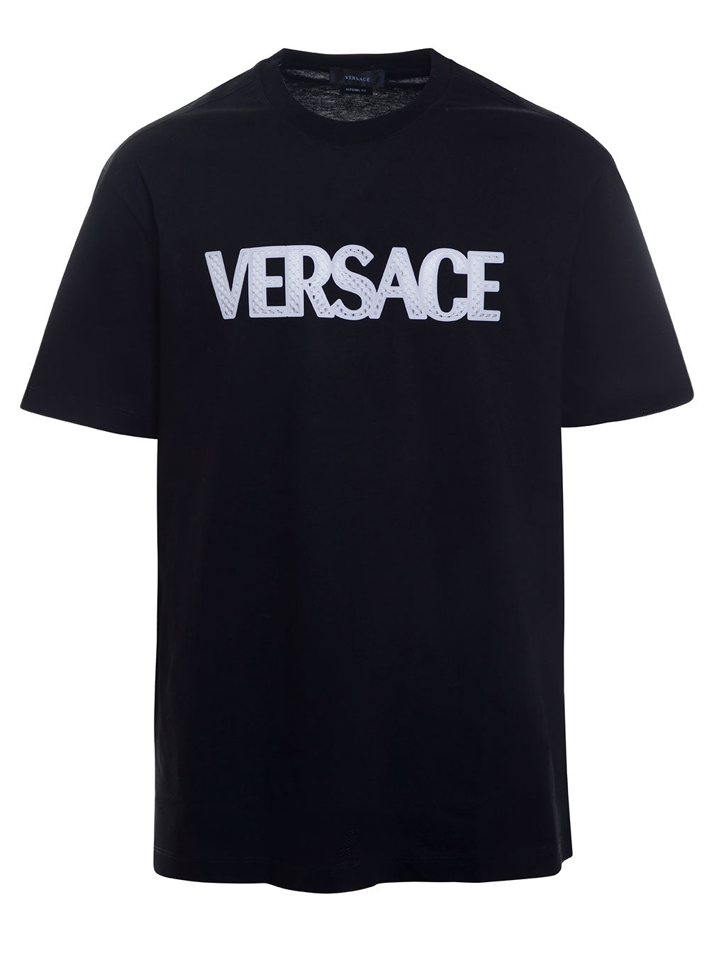 Black T-Shirt With Contrasting Logo Lettering Print Cotton Man Tshirts And Polo Shirts