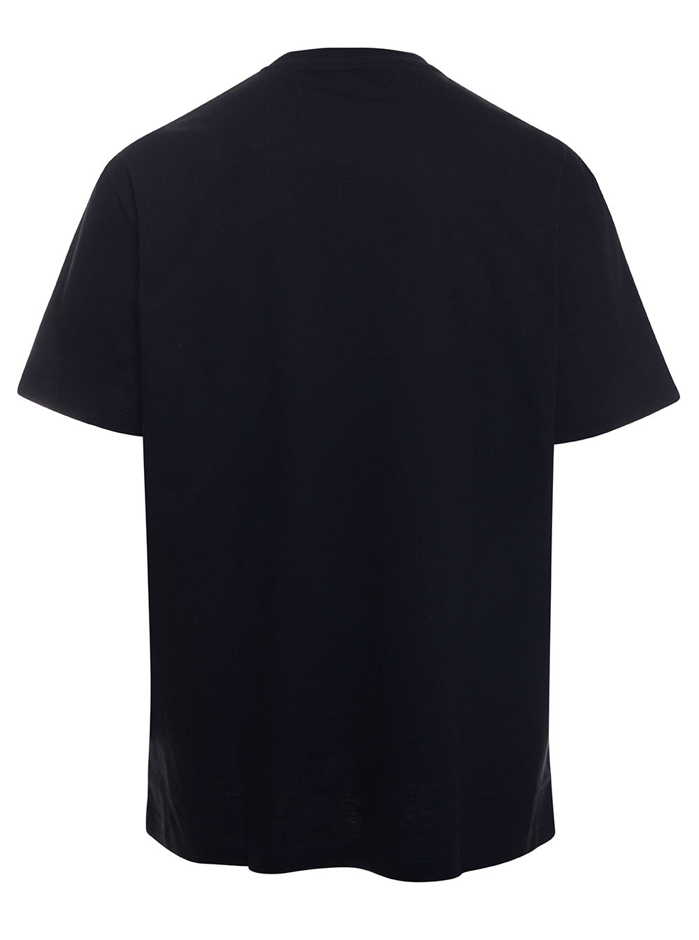 Black T-Shirt With Contrasting Logo Lettering Print Cotton Man Tshirts And Polo Shirts