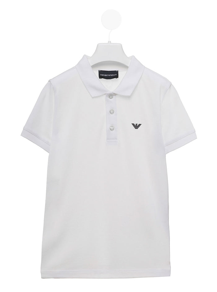 Emporio Armani Kids Baby Boys White Polo Shirt With Logo Cotton Tshirts And