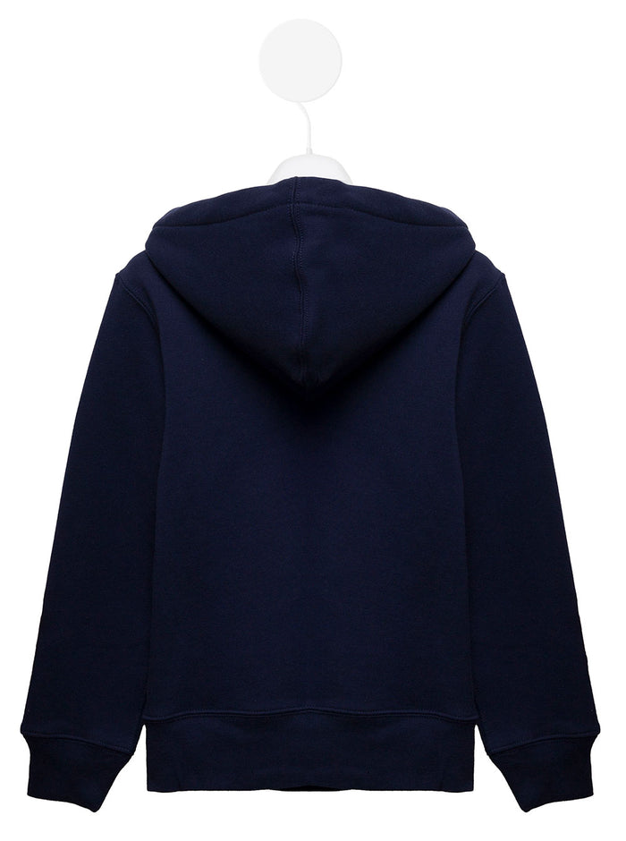 Blue Cotton Hoodie With Logo Polo Ralph Lauren Kids Boy Blu Polyester Sweatshirts