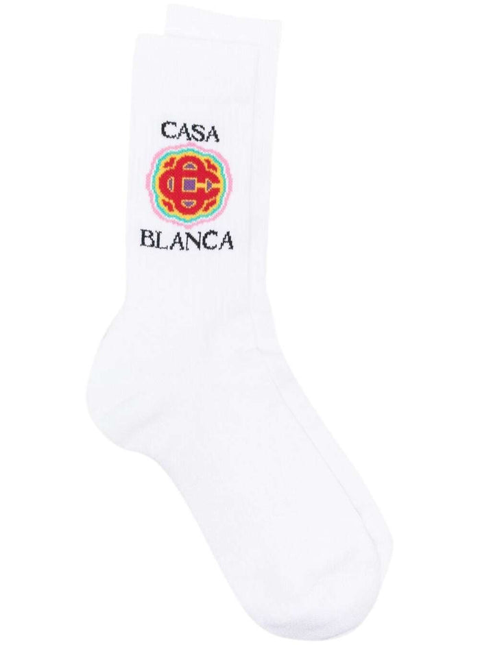 Ribbed Sport Sock White Cotton Polyamide Spandex Underwear
