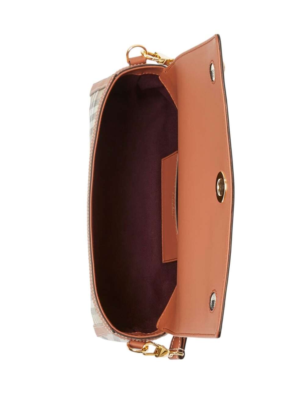 The Note Bag With All-Over Check Pattern Brown Leather Woman Beige Polyurethane Polyester Cotton Crossbody