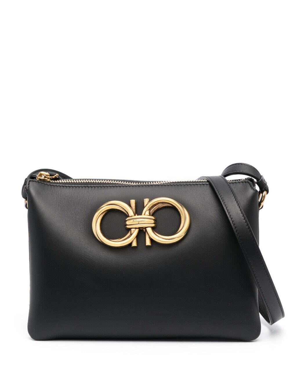 Mini Black Trapezio Crossbody Bag Leather Woman Calf