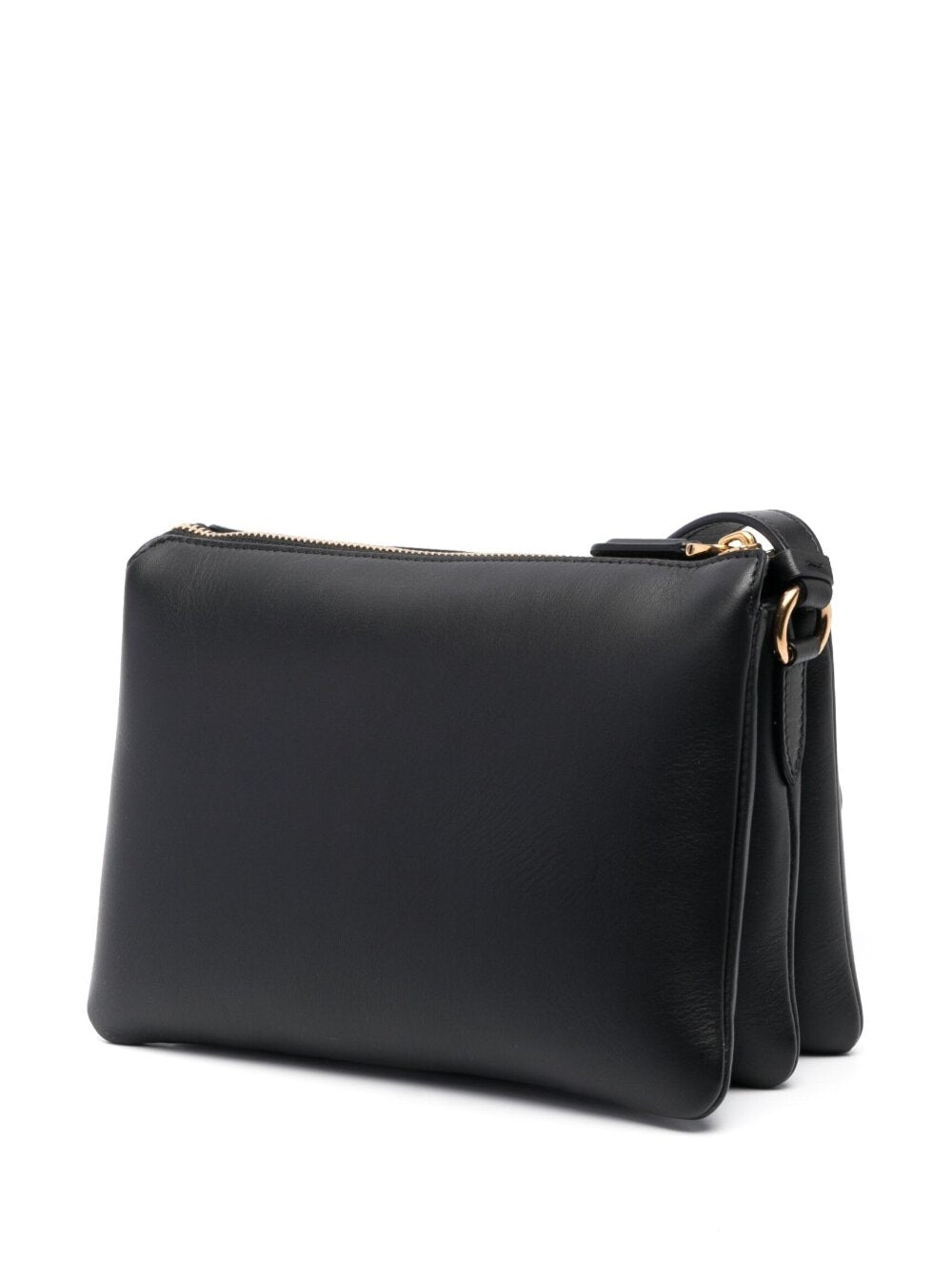 Mini Black Trapezio Crossbody Bag Leather Woman Calf