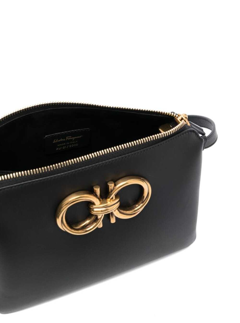 Mini Black Trapezio Crossbody Bag Leather Woman Calf