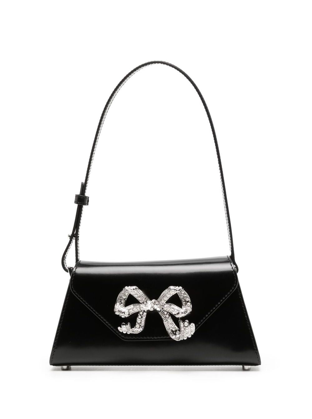 Black Bow Mini Shoulder Bag Leather Woman Bovine