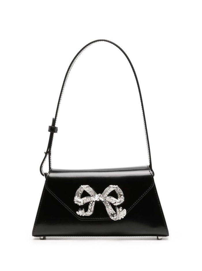 Black Bow Mini Shoulder Bag Leather Woman Bovine