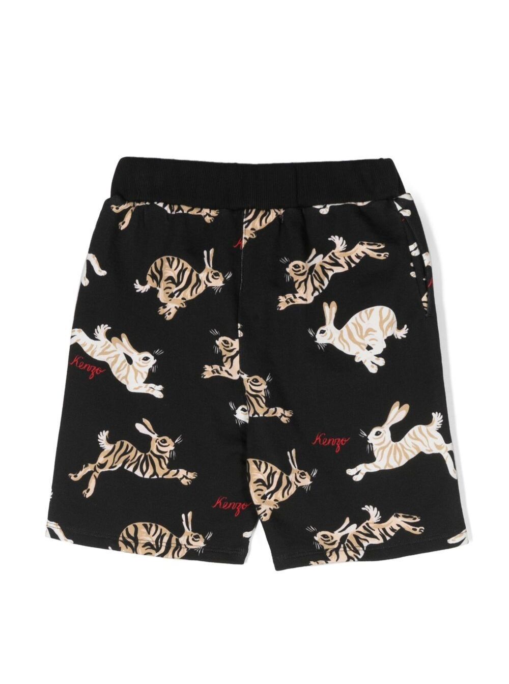 Black Swimsuit With Graphoc And Logo Print Cotton Boy Beachwear