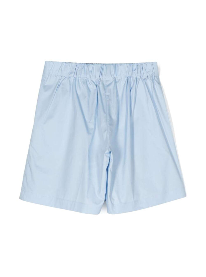 Light Blue Shorts With Elastic Waistband Stretch Cotton Girl Elastane And Bermuda