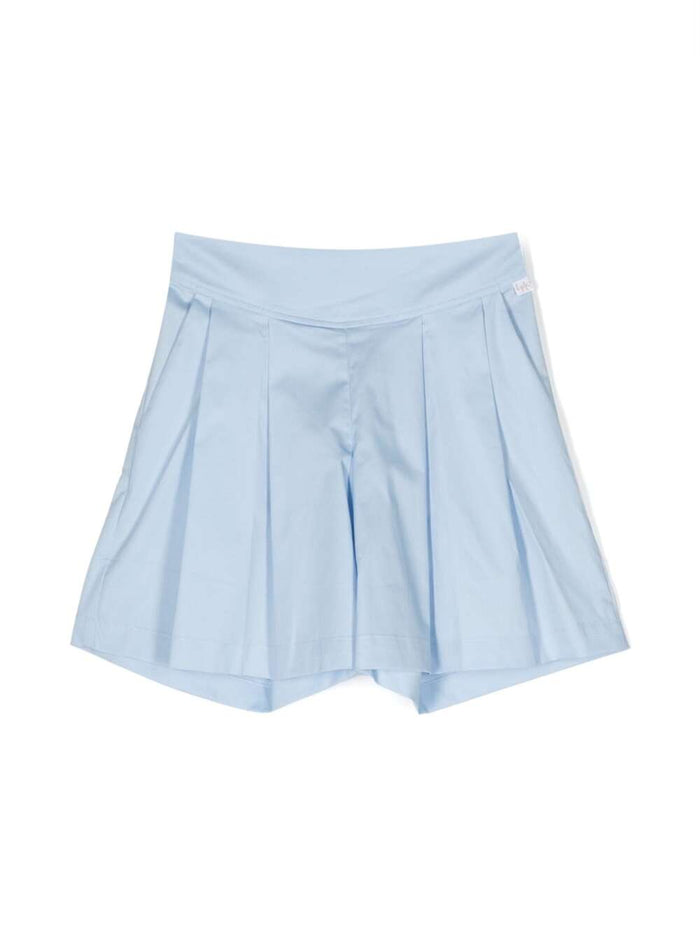 Light Blue Shorts With Elastic Waistband Stretch Cotton Girl Elastane And Bermuda