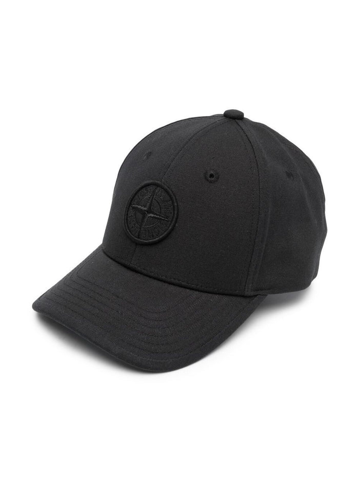 Black Baseball Cap With Tonal Logo Embroidery Cotton Boy Hats And Gloves