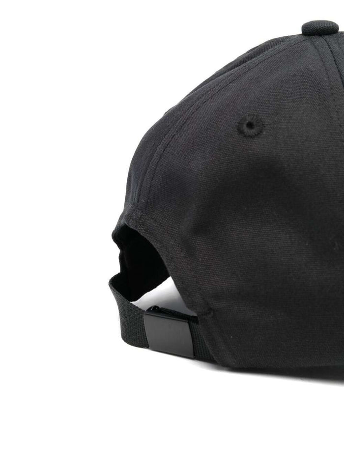Black Baseball Cap With Tonal Logo Embroidery Cotton Boy Hats And Gloves