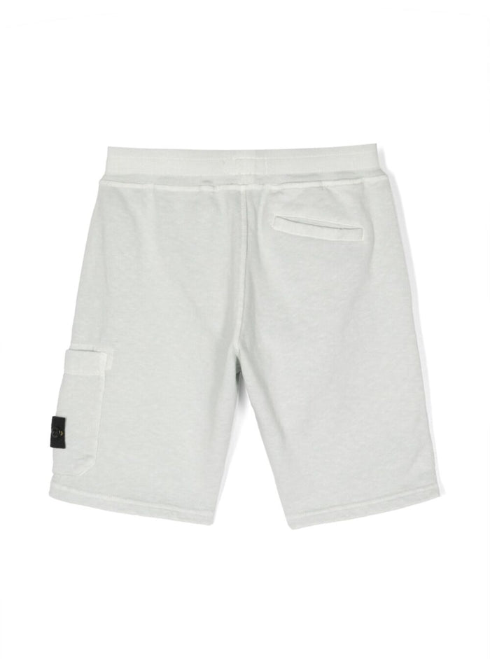 Grey Shorts With Logo Patch Cotton Boy And Bermuda