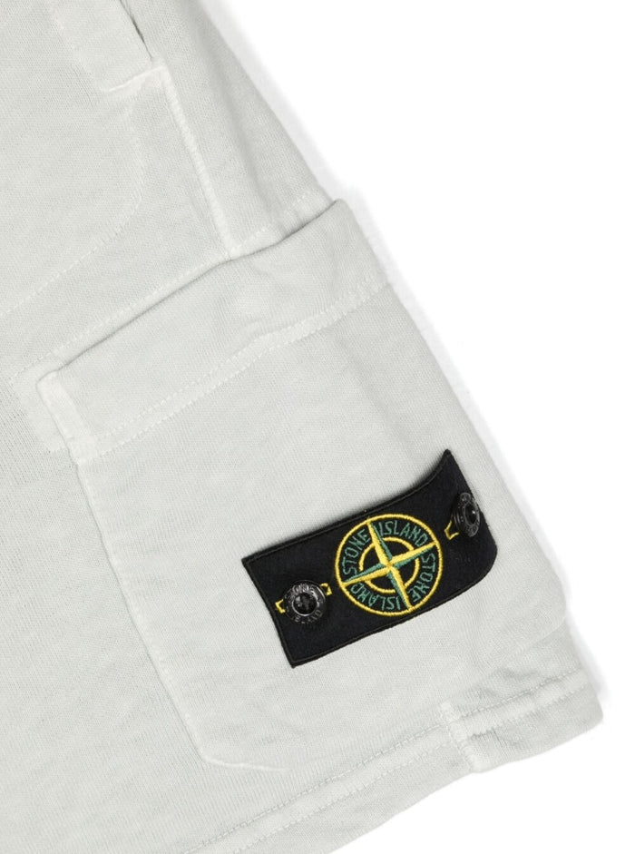 Grey Shorts With Logo Patch Cotton Boy And Bermuda