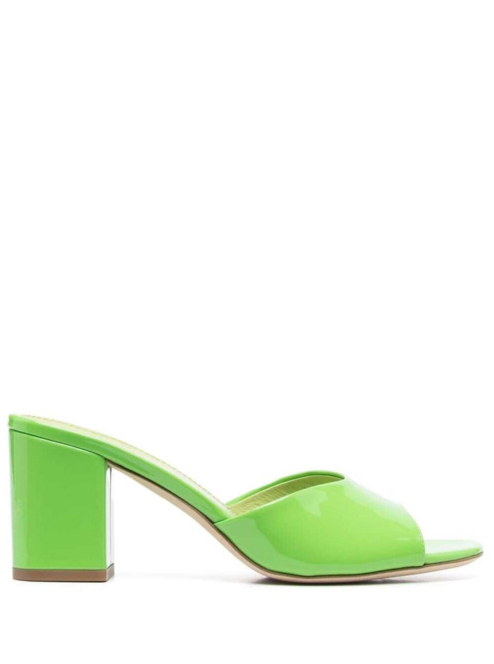 Anja Green Mules With Block Heel Patent Leather Woman Bos Taurus Heels