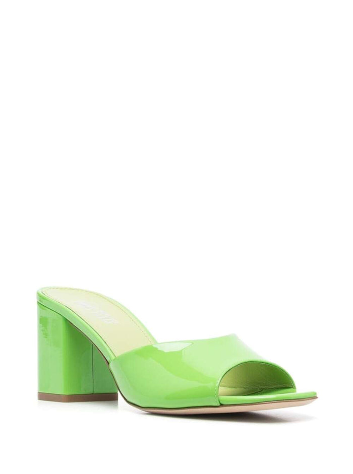Anja Green Mules With Block Heel Patent Leather Woman Bos Taurus Heels