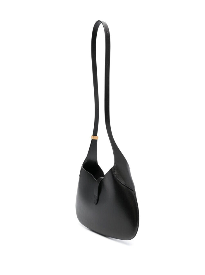 Black Hobo Bag With Plam Tree Plaque Detail Leather Woman Crossbody