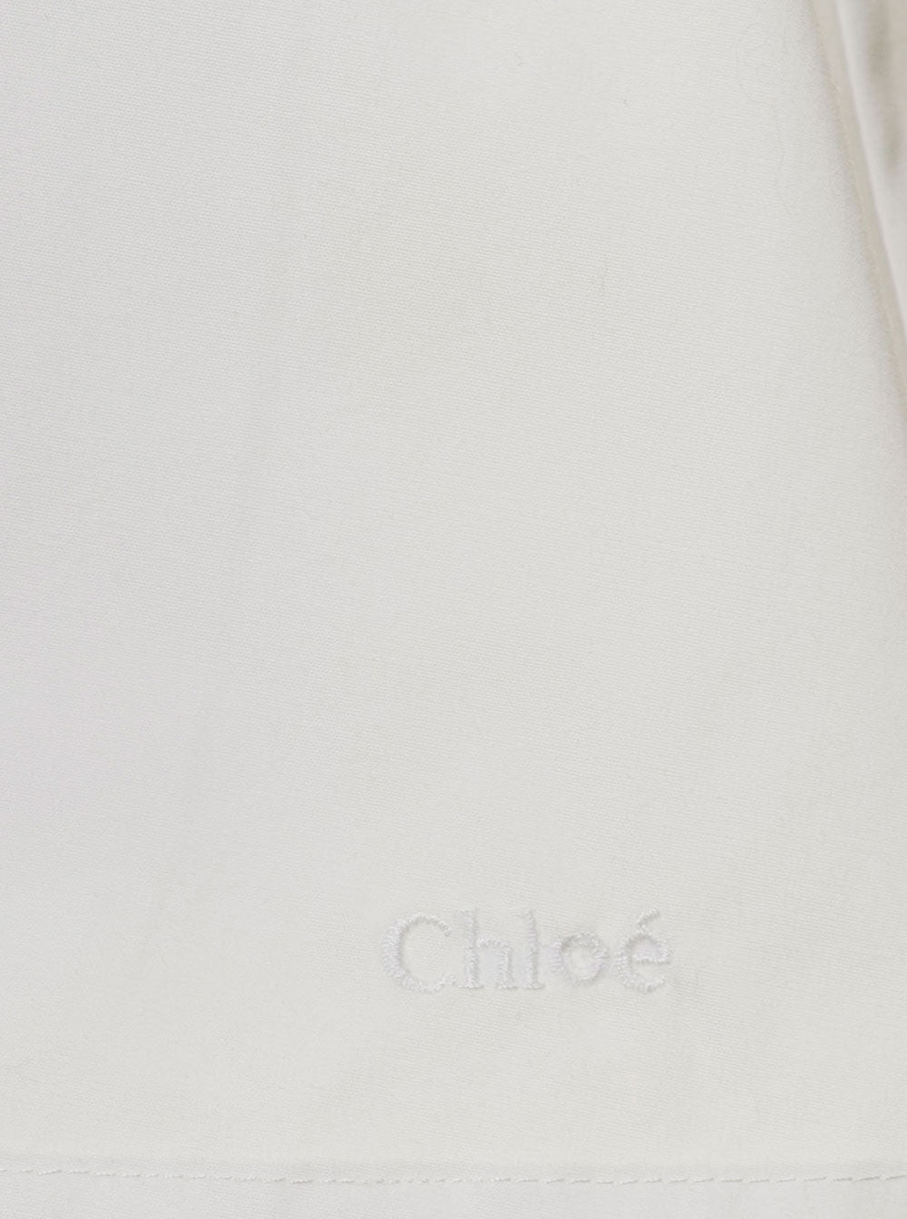 White Flared Dress With Floreal Embroidery Cotton Baby