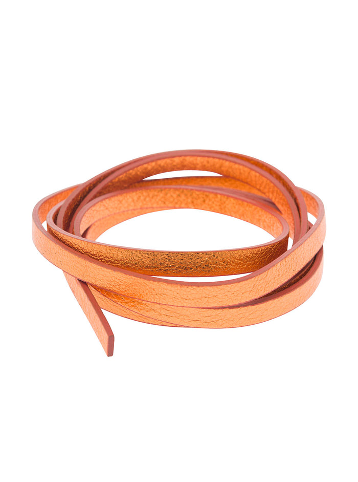 Magnolia Orange Slim Tie Belt Leather Woman Calf
