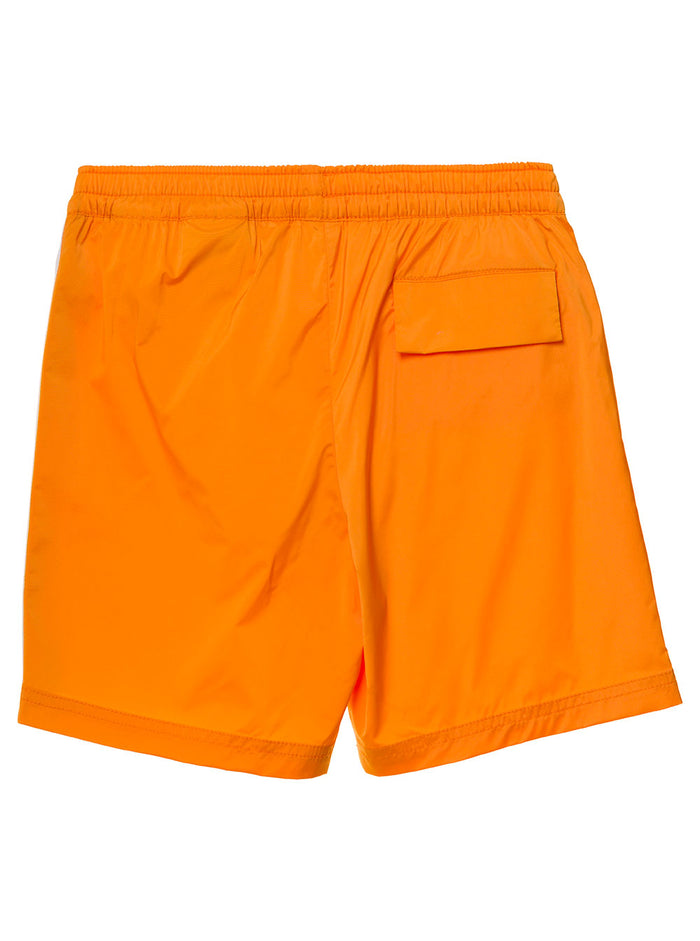Swim Shorts With Logo Print And Stripe Orange Polyamide Polyester Beachwear