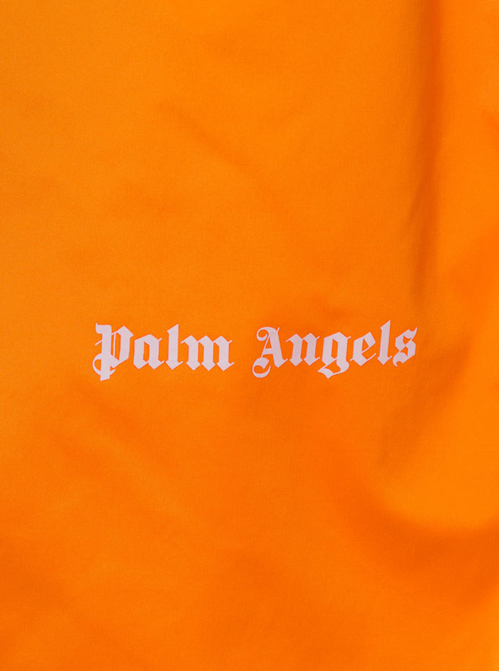 Swim Shorts With Logo Print And Stripe Orange Polyamide Polyester Beachwear