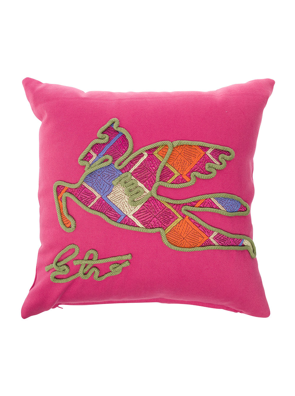 Cuscino Ricamato 45x45 Cotone Fuxia Cushions