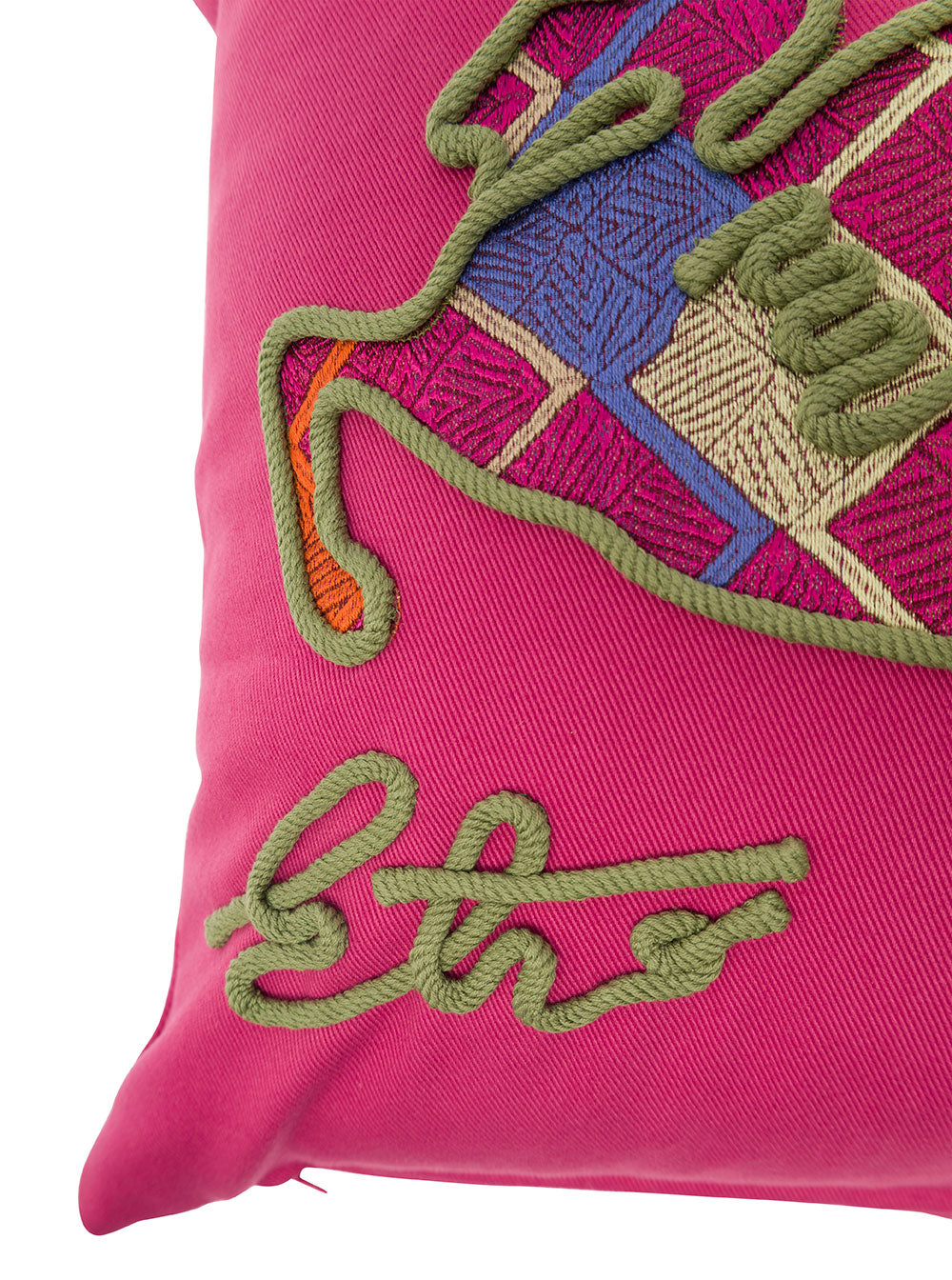 Cuscino Ricamato 45x45 Cotone Fuxia Cushions